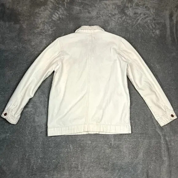 Everlane Denim Chore Jacket Womens XS Ivory Patina Organic Cotton Minimalist - Picture 6 of 9